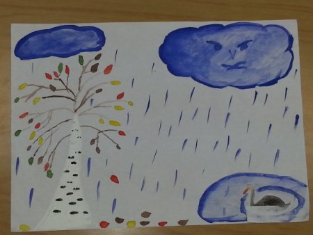Рисование в старшей группе дождливая осень