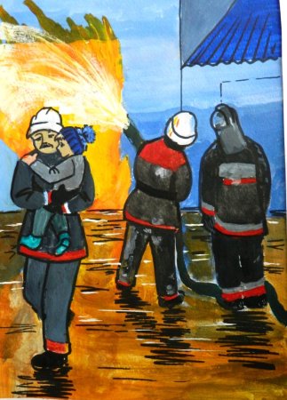 Детский рисунок ко Дню спасателя