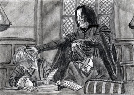 Иллюстрация к фильму Гарри Поттер карандашом