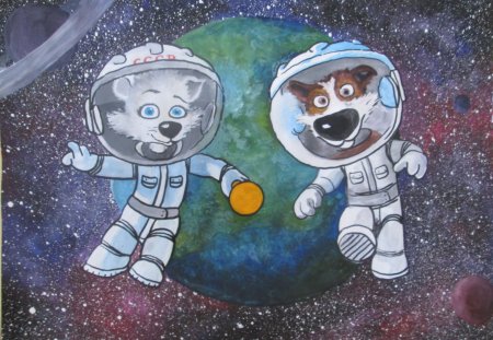 Рисование белка и стрелка в космосе