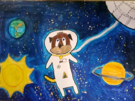 Белка и стрелка в космосе рисунки для срисовки