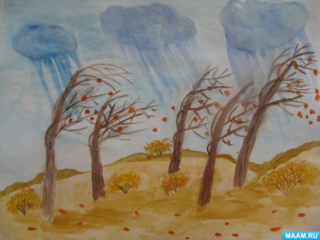 Рисование в подготовительной группе на тему поздняя осень