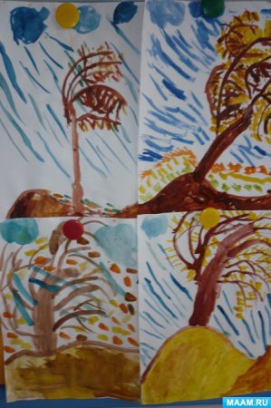 Рисование поздняя осень в подготовительной группе