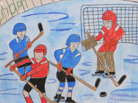 Хоккей тема на рисование