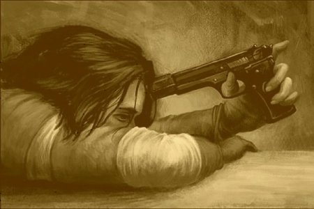 Стреляет себе в голову арт