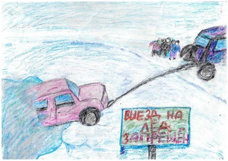 Детские рисунки на тему безопасность на льду