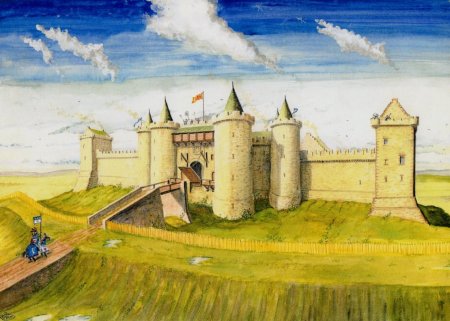 Рыцарский замок в романском стиле рисунок