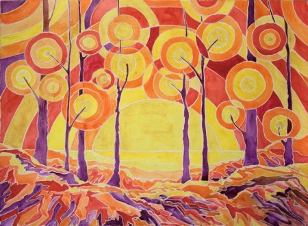 Пейзаж в теплых и холодных тонах