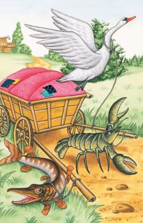 Лебедь, щука и рак. Басни