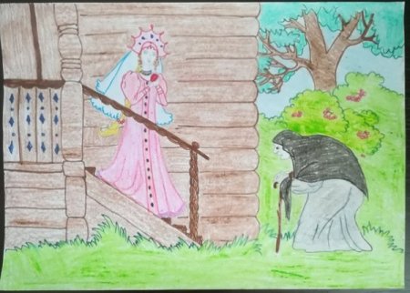 Рисунок о мёртвой царевне и семи богатырях