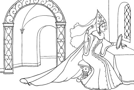 Рисунок к сказке о мёртвой заревне и 7 богатырях