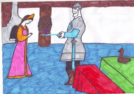 Рисунок о мёртвой царевне и семи богатырях