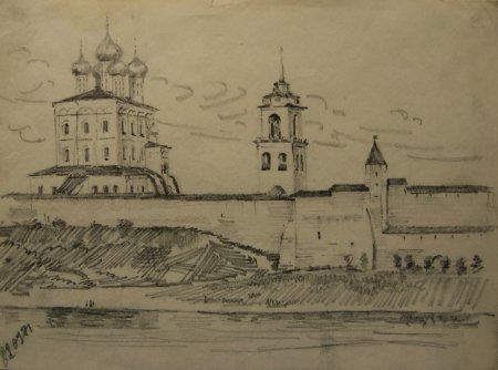 Троицкий собор рисование Псков