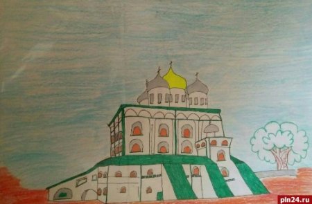 Троицкий собор рисование Псков