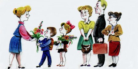 Учитель рассказывает детям рисунок