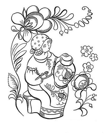 Гжель раскраска