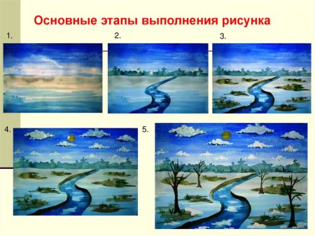 Последовательное рисование пейзажа