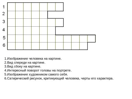 Кроссворд по изобразительному искусству
