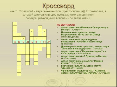 Кроссворд по профессиям