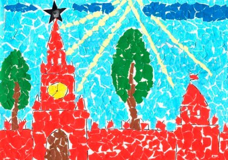 Обрывная аппликация салют Победы