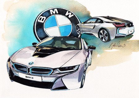 Машина BMW i8 рисунок