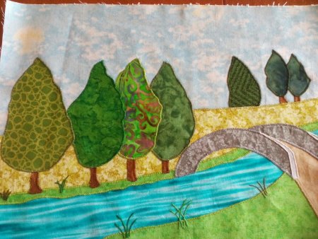 Аппликация из ткани пейзаж