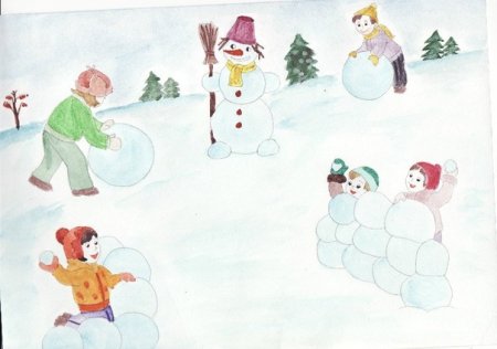 Рисование первый снег