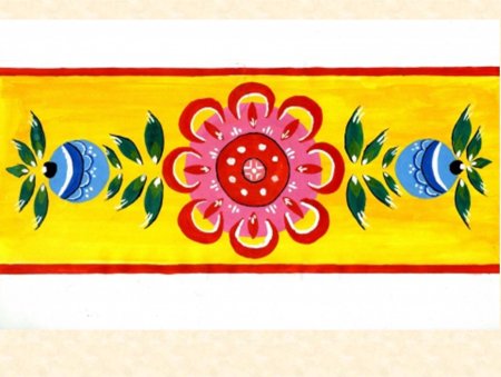 Городецкая роспись орнаментальная полоса