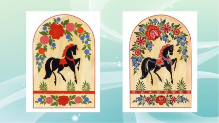 Городецкая роспись (мотив "Городецкий конь")