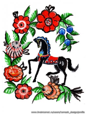 Городецкая роспись Городецкий конь