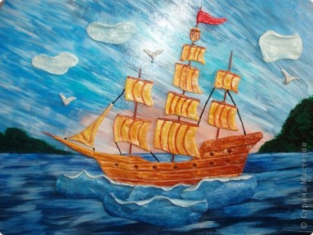Корабль красками для детей