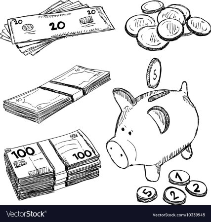Раскраска копилка с деньгами