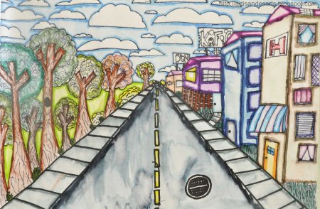 Линейная перспектива городской пейзаж