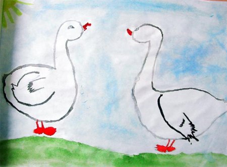 Рисование гуся для детей