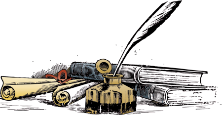 Перо и чернила на прозрачном фоне