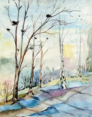 Рисование весеннего пейзажа