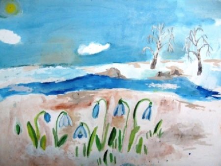 Рисование весеннего пейзажа