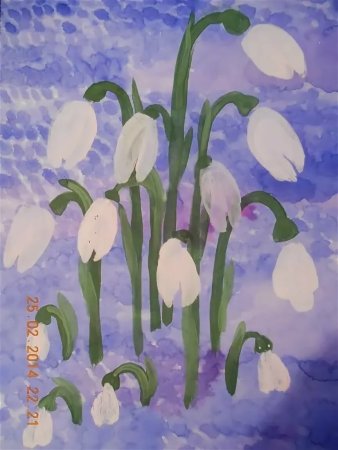 Подснежники гуашью