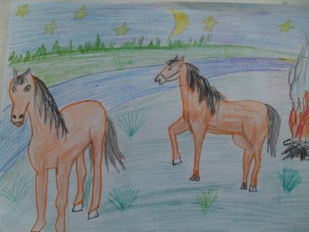 Лошадь рисунок детский