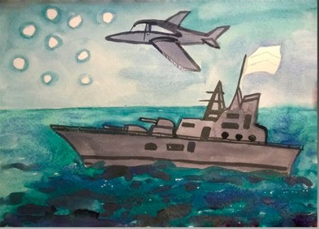Военный корабль рисунок для детей