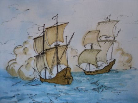 Морское сражение рисунок