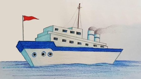 Пароход рисунок