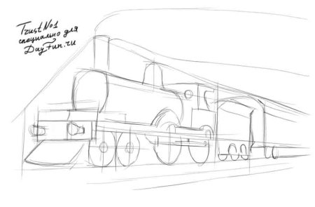 Поезд рисунок карандашом