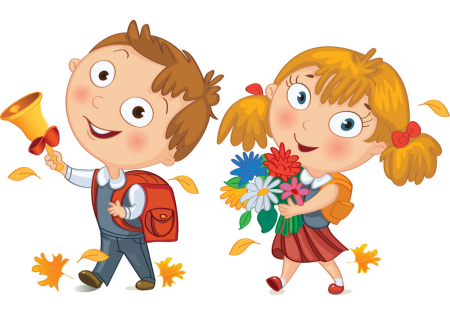 Мультяшные дети идут в школу