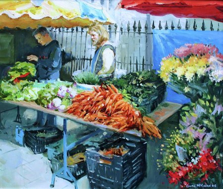 Кустодиев торговка овощами