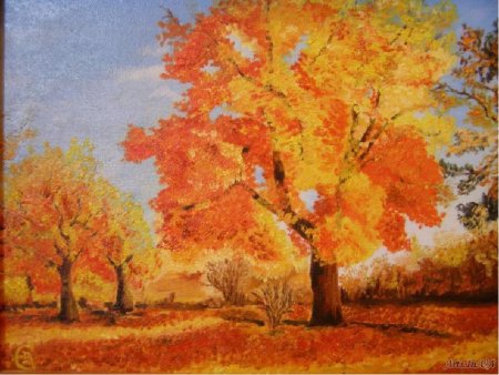 Осеннее дерево пастелью для детей