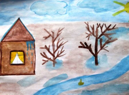 Детский рисунок красота весны