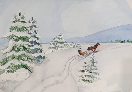 Зимняя дорога иллюстрация