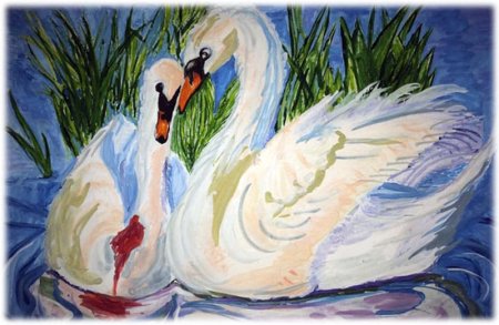 Выжигание по дереву лебеди