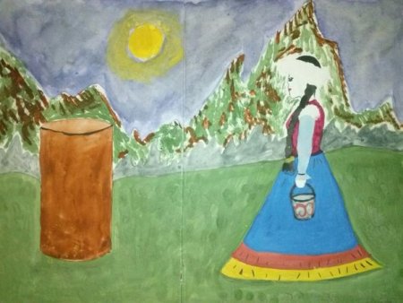 Рисунок к сказке девушка и месяц